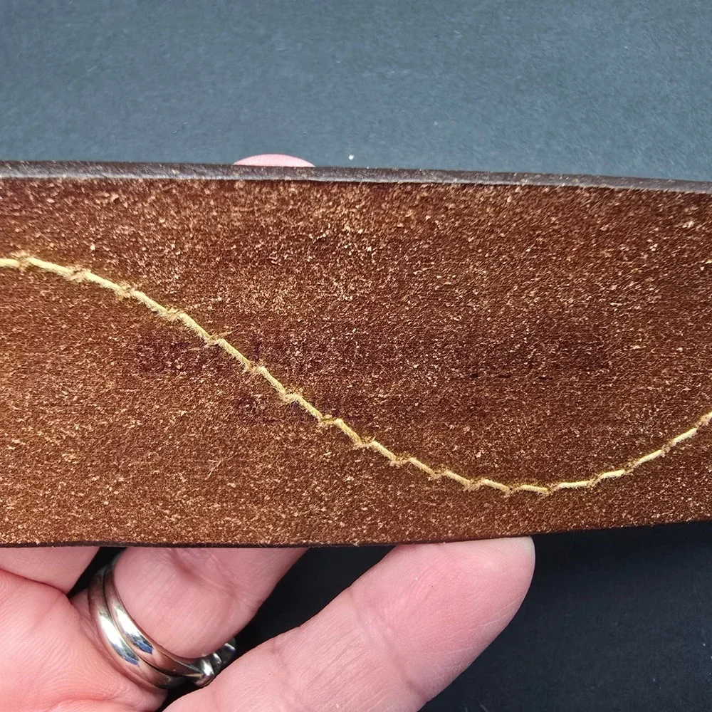 Hand Stained Latigo Leather Western Belt Strap Embossed Brown Floral 6527 41in